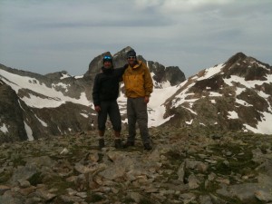 Klaas and me on the summit of Tusse de Montarqué, with Col des Gourgs-Blancs in the background