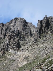 The Brèche Durier, the final chimney to the summit of Canigou The Brèche Durier, the final chimney to the summit of Canigou