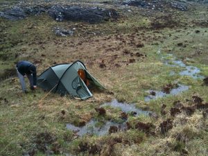 A boggy campsite A boggy campsite