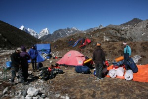 Packing up Island Peak Base Camp ready for the climb to High Camp