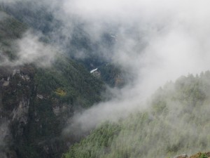 Looking down the Dudh Kosi valley from above Namche Bazaar